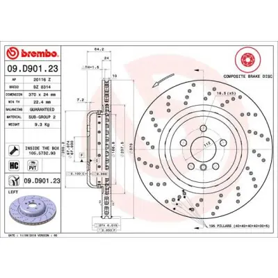 Disco de freno BREMBO 09.D901.23 Moderno